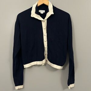 Vintage Ann Taylor Studio Navy Knit Cardigan Size Small